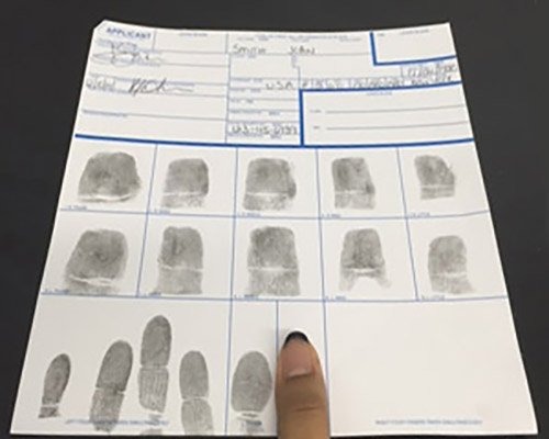 Ink Fingerprint Card